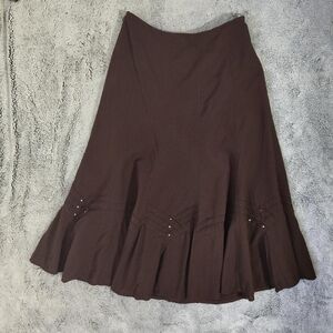 Tribal Y2K 2000s Brown Flowy Fairy Grunge Maxi Skirt Size 6